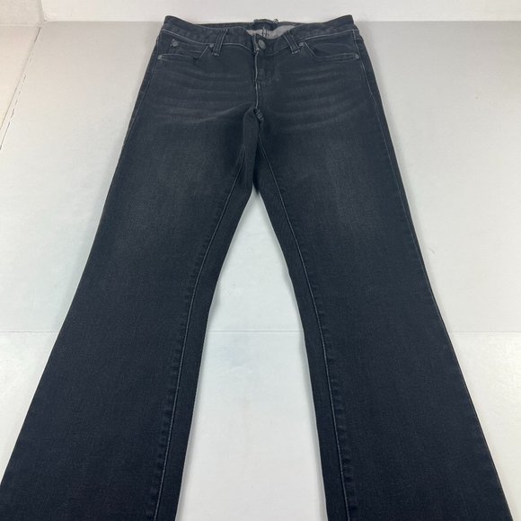 Prana Jeans Women's 4 Low Rise Boot Cut Slim Black Faded Whisker Stretch Denim - Picture 1 of 16